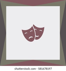 Comedy And Tragedy Theatrical Masks Vector Icon.