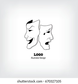 comedy and tragedy theatrical masks - vector illustration. eps 10