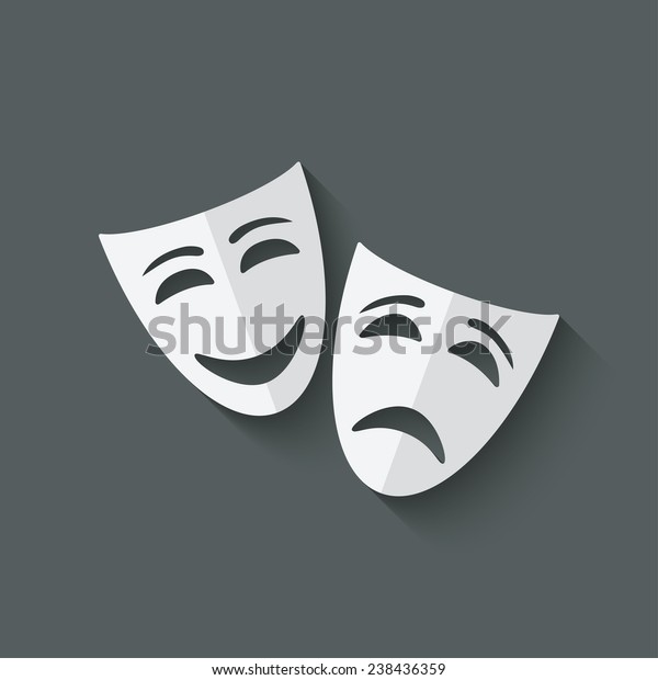 comedy and tragedy theatrical masks - vector\
illustration. eps 10