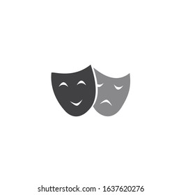 The comedy and tragic masks used in theatre vector. Isolated.Symbol logo .Icon flat.