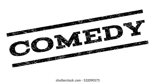 Comedy watermark stamp. Text tag between parallel lines with grunge design style. Rubber seal stamp with unclean texture. Vector color ink imprint on a white background.