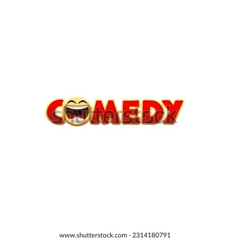 COMEDY Wordmark Logo - letter O becomes laughing emoticon symbol.