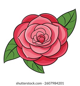 Comellia flower color full vector art illustration 
