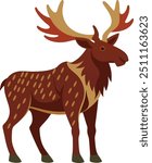 Comercial Cartoon Moose Illustration with Large Antlers white background 