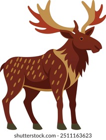 Comercial Cartoon Moose Illustration with Large Antlers white background 