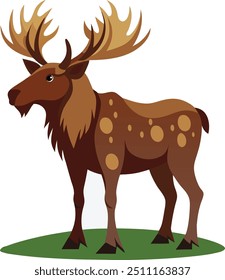 Comercial Cartoon Moose Illustration with Large Antlers white background