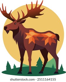 Comercial Desenho Animado Alce Ilustração com Grande Antlers fundo branco