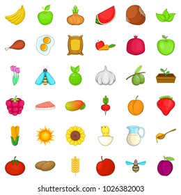 Comestible icons set. Cartoon set of 36 comestible vector icons for web isolated on white background