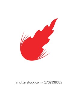 comet asteroid falling rocket bursting fiery flame vector logo design template
