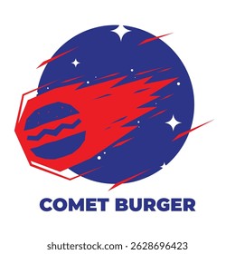 Marca do logotipo Comet Burger no espaço