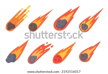 Comet cartoon. The meteorite fell to the earth and sparked.