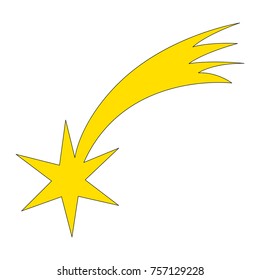 Comet cartoon. Outlined illustration with thin line black stroke