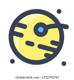 Comet come to Planet Icon, Illustration of Astronomy, Geographic, Sky, Solar System  with Filled and Line Style for Website User Interface  Mobile and Wallpaper