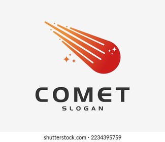 Comet Cosmos Meteor Asteroid Astronomy Falling Fire Fireball Shooting Universe Vector Logo Design