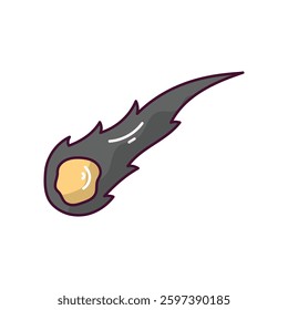 Comet doodle color line icon with white background vector stock illustration