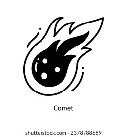 Comet doodle Icon Design illustration. Space Symbol on White background EPS 10 File