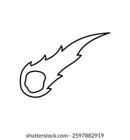 Comet doodle line icon with white background vector stock illustration