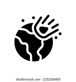 Comet earth collision icon (vector illustration)