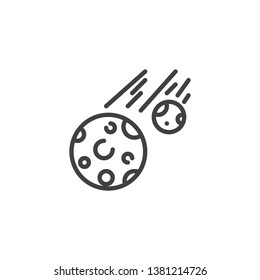 Comet falling line icon. Fireball linear style sign for mobile concept and web design. Asteroid meteor outline vector icon. Symbol, logo illustration. Pixel perfect vector graphics