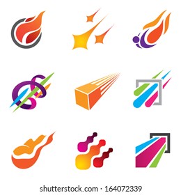 Comet and fire style success trail logo for creative and  successful business company icon 9 set
