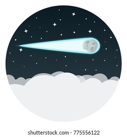 comet flat design icon