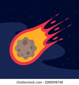 Comet flat icon. Asteroid object on space