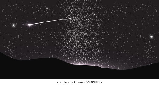 Comet Fly Around the Planet in Space. Vector Illustration. EPS10