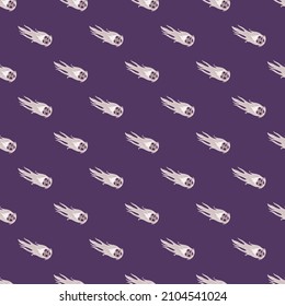 Comet fly seamless pattern. Design meteorite rain . Repeated texture in doodle style for fabric, wrapping paper, wallpaper, tissue. Vector illustration.