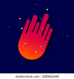 Comet flying through deep space galaxy. Cosmos concept. Flat style vector illustration.
