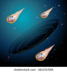Comet en la ilustración de fondo de la galaxia