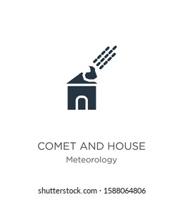 Comet and house icon vector. Trendy flat comet and house icon from meteorology collection isolated on white background. Vector illustration can be used for web and mobile graphic design, logo, eps10