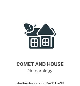 Comet and house vector icon on white background. Flat vector comet and house icon symbol sign from modern meteorology collection for mobile concept and web apps design.