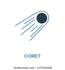 Comet icon in 2 color design. Pixel perfect simple pictogram comet icon from space collection. UI. Web design, apps, software, print usage.