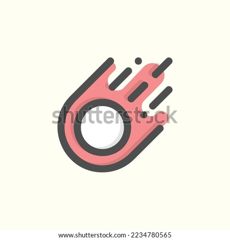  comet icon, isolated space colored outline icon in light blue background, perfect for website, blog, logo, graphic design, social media, UI, mobile app