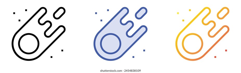 icono de cometa. Diseño de estilo de relleno lineal, azul y degradado aislado sobre fondo blanco