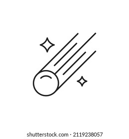 Comet icon. Outline asteroid comet icon for web design isolated on white background. High quality black vector illustration.
