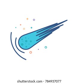 Comet icon in outlined flat color style. Vector illustration.
