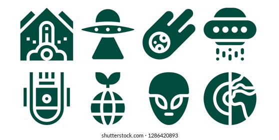  comet icon set. 8 filled comet icons. Simple modern icons about  - Space capsule, Falling debris, Planet, Aliens, Alien, Meteorite, Ufo