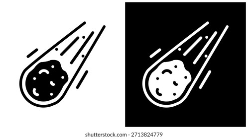 Icono del cometa fijado en fondo blanco y negro