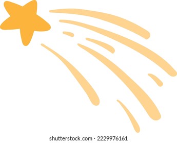 Comet icon. Shooting star cute drawing. Hand drawn meteor