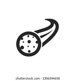Comet icon in thick outline style. Black and white monochrome vector illustration.