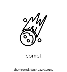 comet icon. Trendy modern flat linear vector comet icon on white background from thin line Astronomy collection, outline vector illustration