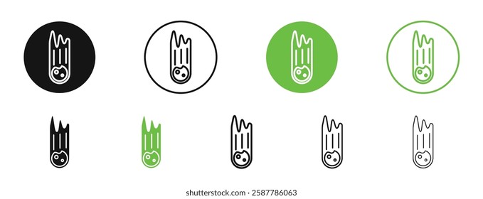 Comet icons in black and green colors collection