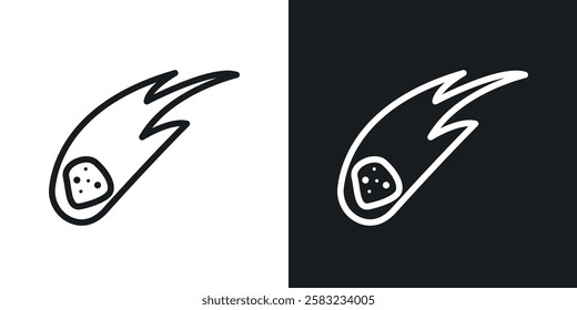 Comet icons in black and white liner strokes for web design.