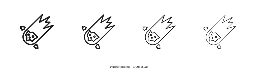 Iconos de cometa diseñados en estilo de contorno, línea y trazo