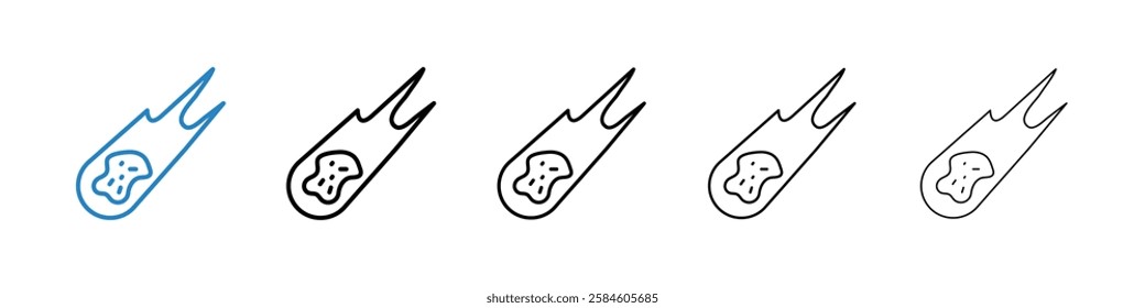 Comet icons in five different stroke sizes