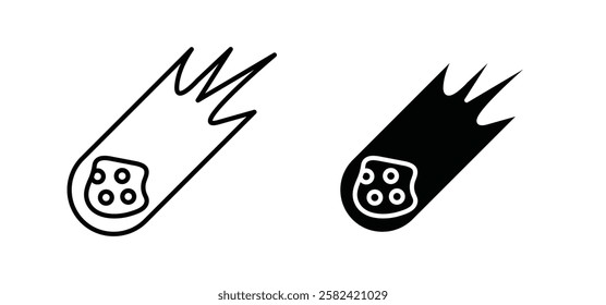 Comet icons pack vectors in black flat and strokes