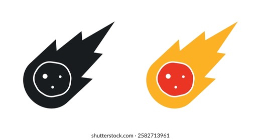 Comet icons set vectors black and colored style