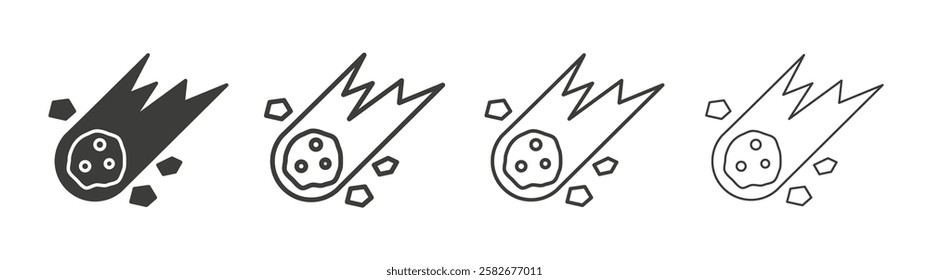 Comet icons set vectors graphic designs