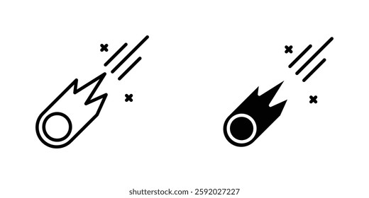 Comet icons. stroke line and black solid icons